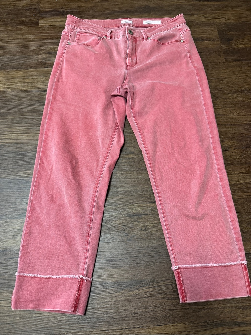 Women's Pink Crop Jeans J Jill Authentic Fit Size 8 Pink Denim Cotton Casual